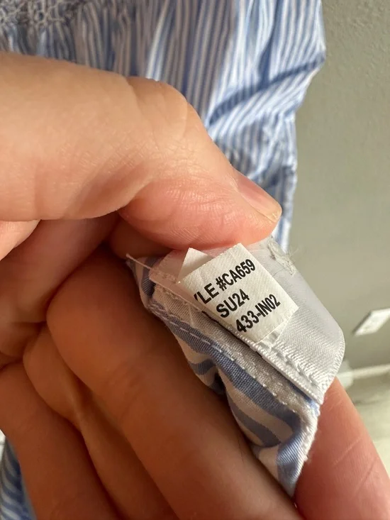 J. Crew Paloma Blue Pinstripe Smocked Maxi Dress Large - Picture 9 of 13